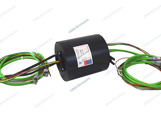 2 Channel Gigabit Ethernet Slip Ring แหวนสลิปในตัวสำหรับการใช้งานในอุตสาหกรรม